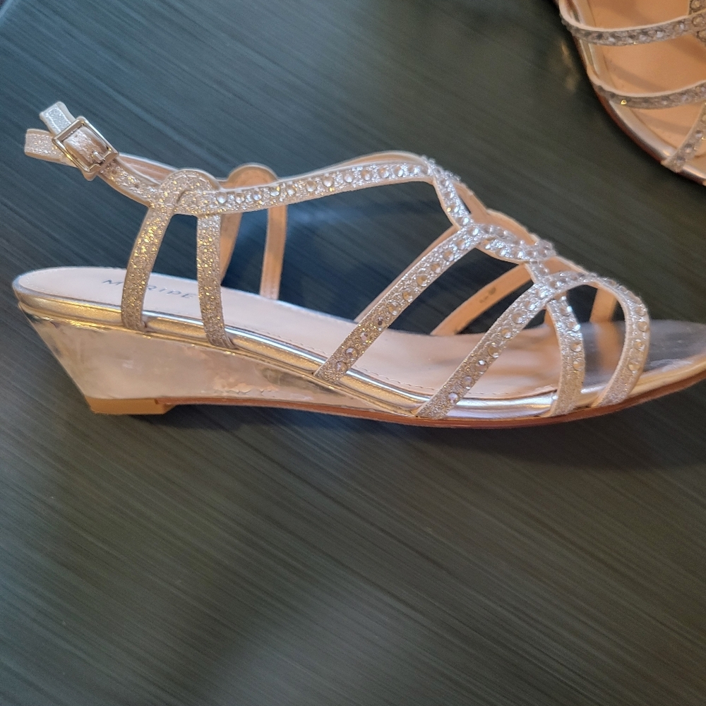 Maripe Women's Glittering Silver Wedge Sandals